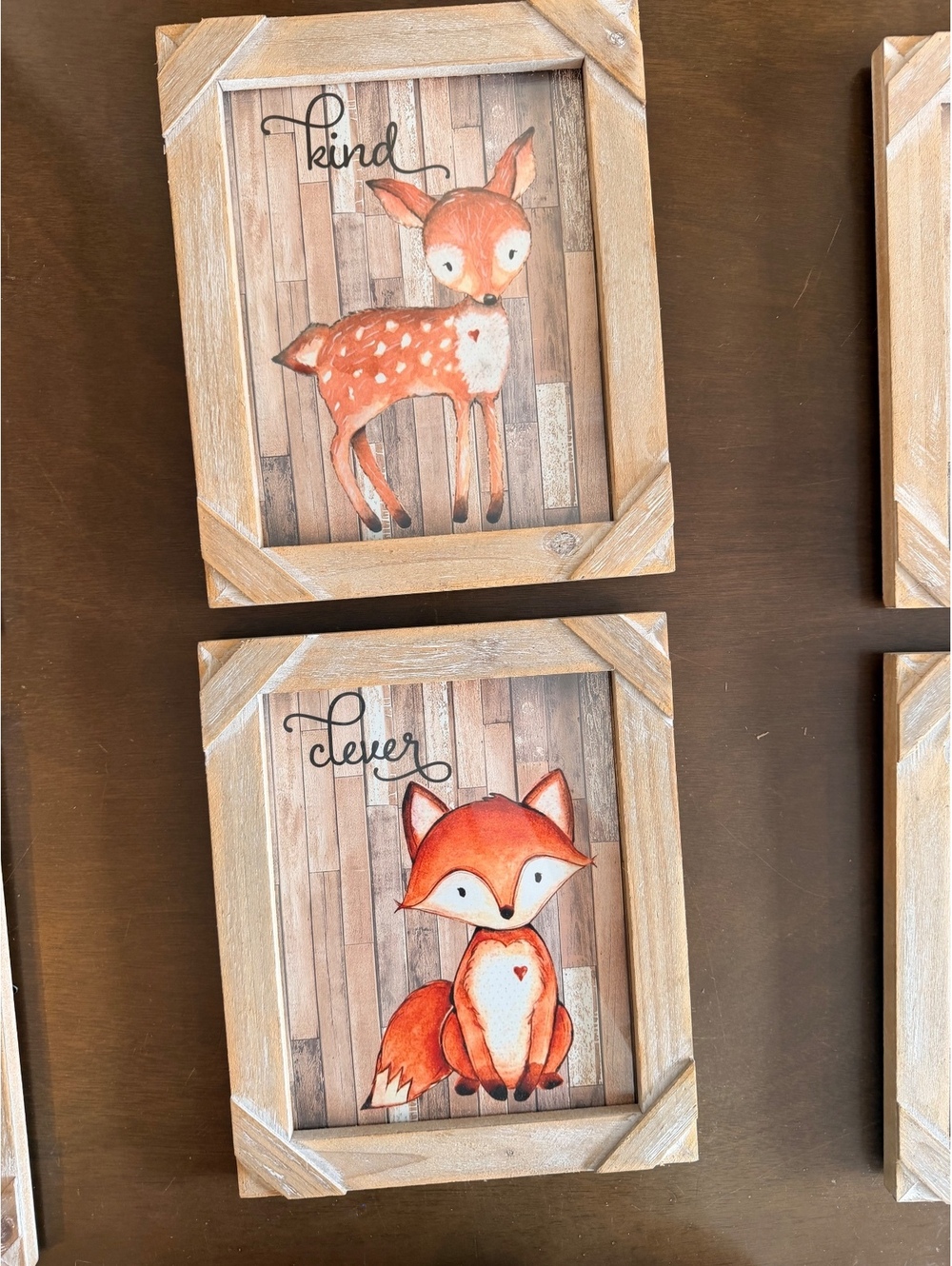 Set of 2 Rustic Woodland Nursery Framed Wall Art – Deer & Fox